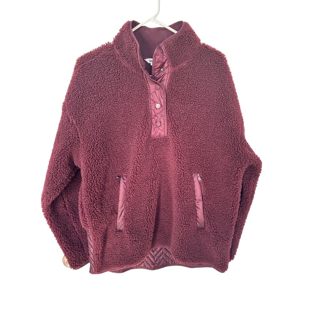 Athleta Women's Cozy Sherpa Sweatshirt Burgundy Size Large